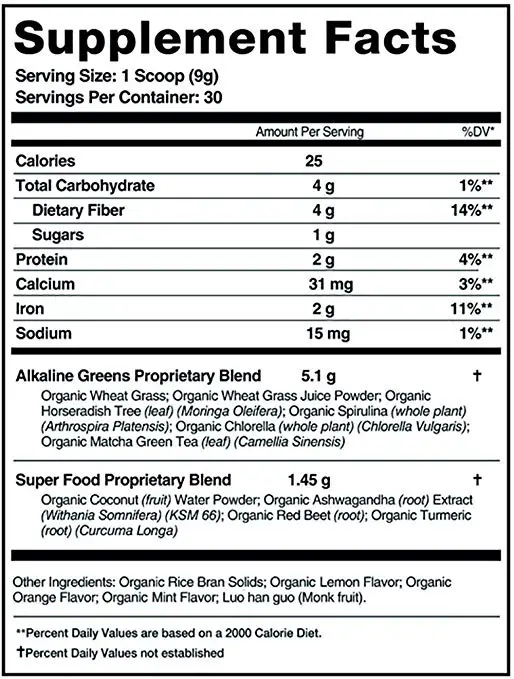 organifi green juice nutrition facts