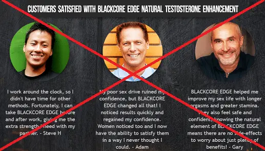 blackcore edge scam fake testimonials