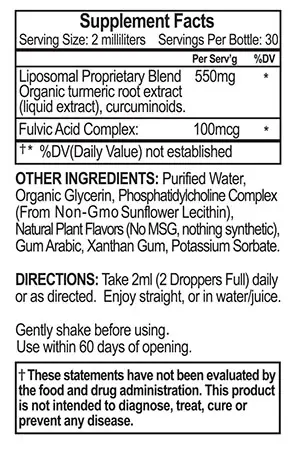 purathrive liposomal turmeric extract label