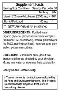 purathrive liposomal B12 label