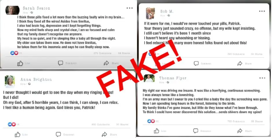 fake facebook testimonials quietum plus review