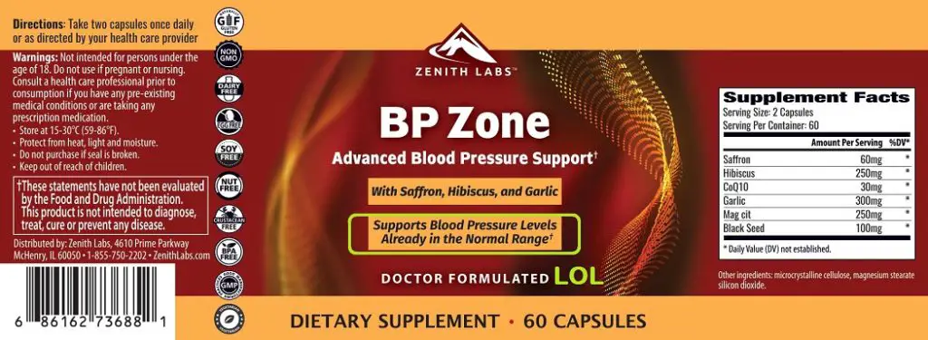 bp zone supplement label